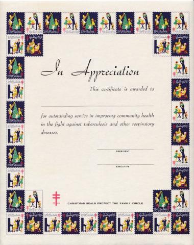 1961 Christmas Seal Certificate of Appreciation