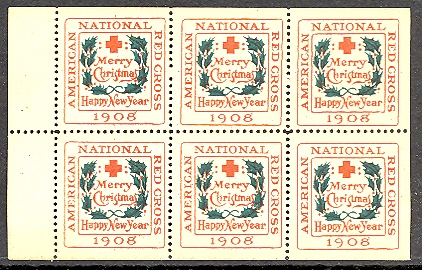 1908 type 2 US CHristmas Seal booklet pane of 6 1908 type 2 US CHristmas Seal booklet pane of 6