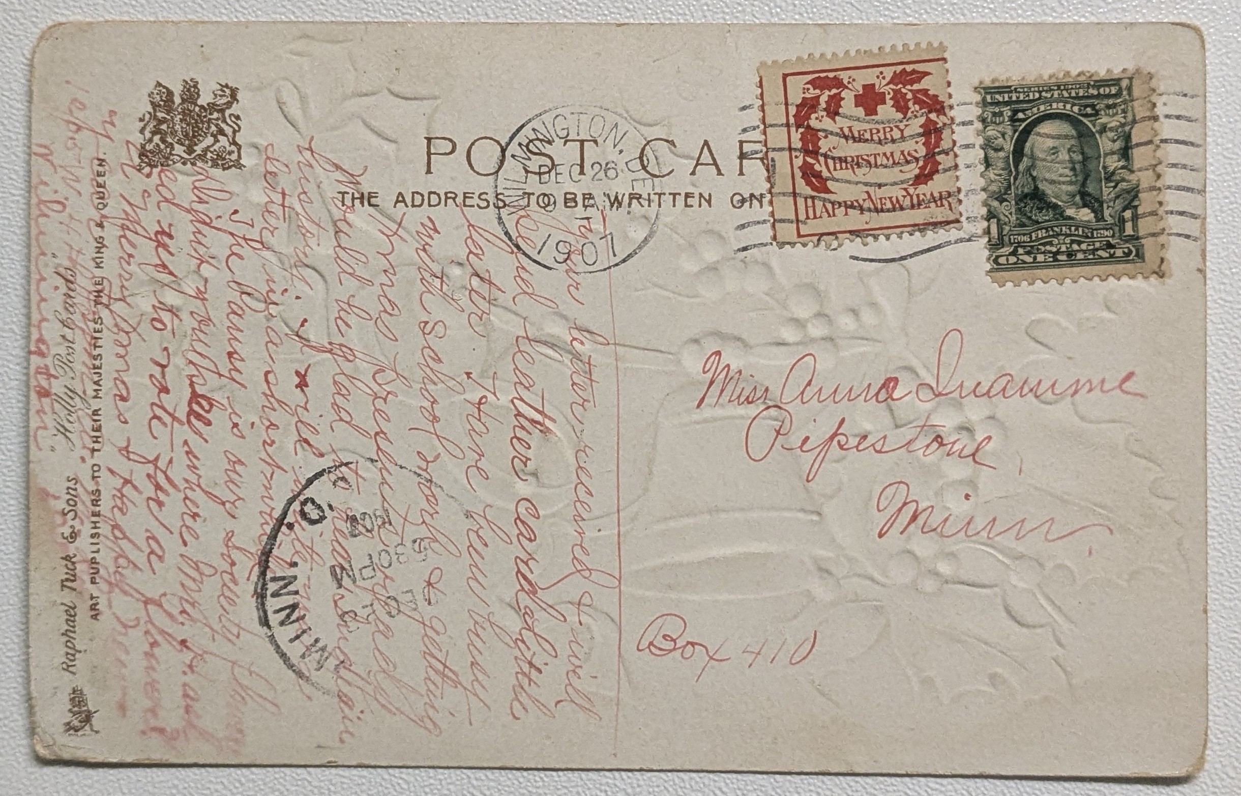 1907 type 2 Christmas Seal tied on