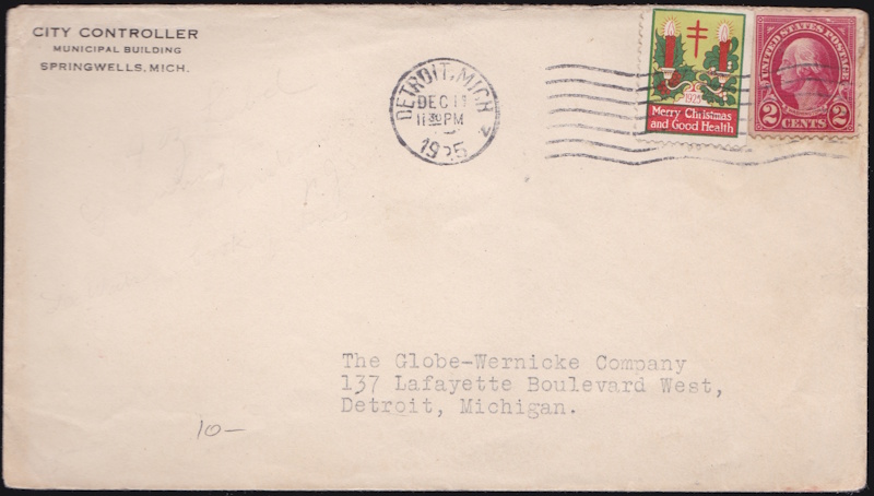 1925 type 2, Christmas Seal tied on