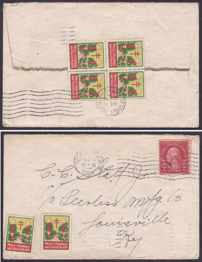 1925 type 2 Christmas Seal tied on cover