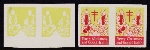 1925 Christmas Seal Progressive color proofs