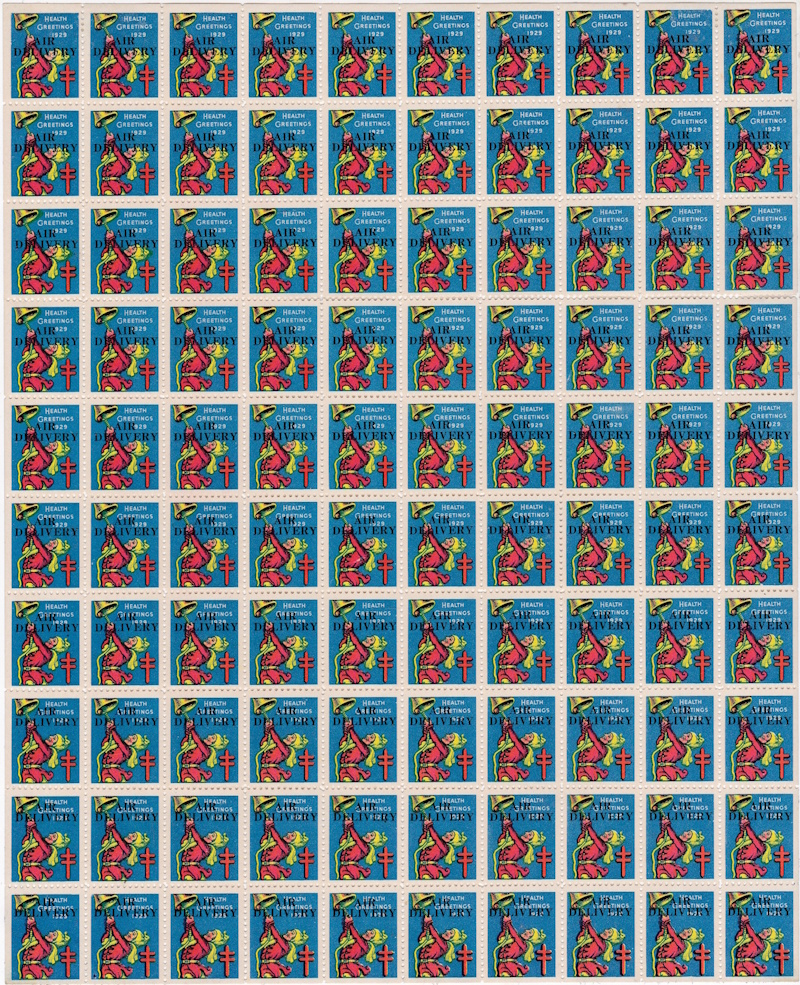 2nd known Air Delivery 1929 Christmas Seal sheet 2nd known Air Delivery 1929 Christmas Seal sheet