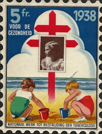 Belgium 1938 TB Christmas window label, Green's #11w2