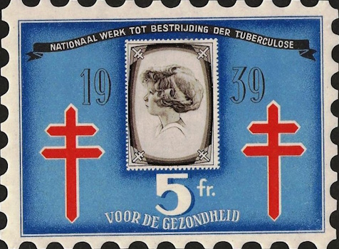 Belgium 1939 TB Christmas window label, Green's #13w2