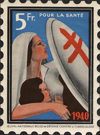 Belgium 1939 TB Christmas window label, Green's #14w1