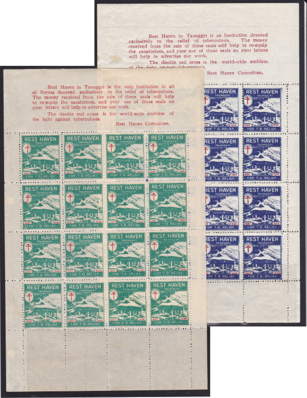 Burma Burmese TB Christmas Seal sheets