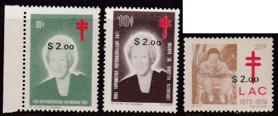 1985 Colombia TB Christmas Seals with overprints