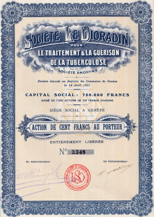 Dioradin TB Stock Certificate
