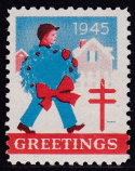 1945 Christmas Seal error, blue & red only