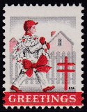 1945 Christmas Seal error, black & red only