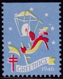 1946 Christmas Seal error, black omitted