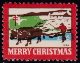 1947 Christmas Seal error, blue & green inverted