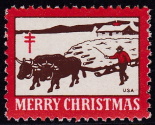 1947 Christmas Seal error, red & brown only