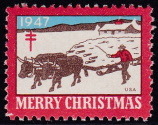 1947 Christmas Seal error, green omitted