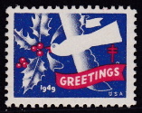 1949 Christmas Seal error, light blue & green omitted