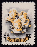 1950 Christmas Seal error, black & yellow only