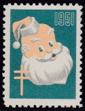 1951 Christmas seal error, red & black omitted