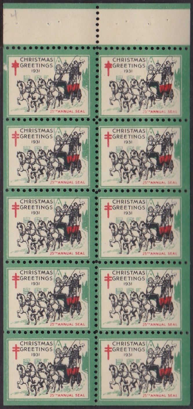 1931-1B US Christmas Seal booklet pane of 10