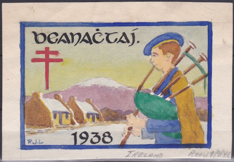 1938 Irish TB Christmas Seal original art