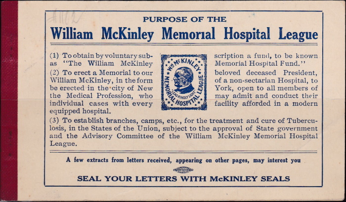 1912 William McKinley, bklt pane of 20, with covers