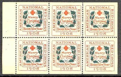 1908 type 2 US CHristmas Seal booklet pane of 6 1908 type 2 US CHristmas Seal booklet pane of 6