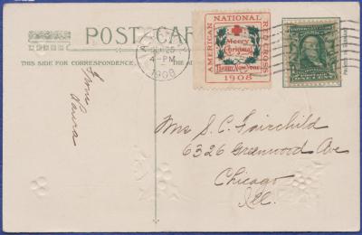 1908 Christmas Seal type 2 from booklet Tied On 1908 Christmas Seal type 2 from booklet Tied On