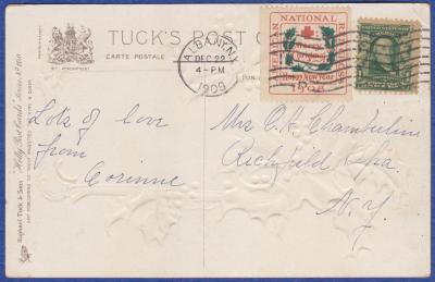 1908 Christmas Seal type 2 from booklet Tied On 1908 Christmas Seal type 2 from booklet Tied On