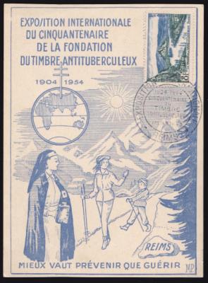 1954 French TB Event Postcard, blue 1954 French TB Event Postcard, blue