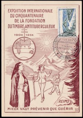 1954 French TB Event Postcard, brown 1954 French TB Event Postcard, brown