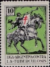 Argentina TB League, 1935 Herald with trumpet on horse Argentina TB League, 1935 Herald with trumpet on horse