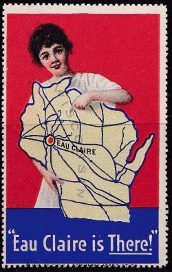 Tourism, Poster Stamp, Wisconsin map