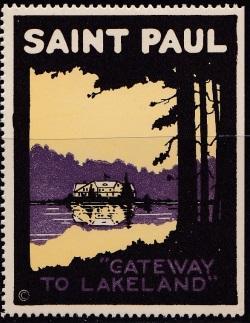 Tourism, Early Poster Stamp, St. Paul Minnesota