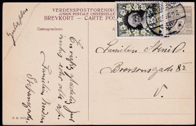 Danish TB 1909 tied on Postcard