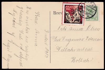 Danish TB 1909 tied on Postcard