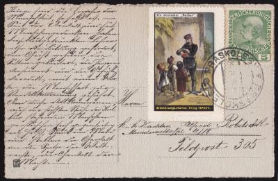 Austrian 1916 WW1 Red Cross? Tied on Postcard