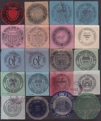 Poster Stamps, US Federal Reserve, State & Local Seals