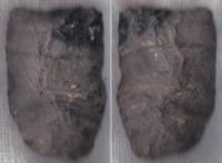 Licking County Ohio, Paleo Square Knife, Coshocton flint, 3 1/4 x 2 1/8 inches, McKean Township, 1 mile north of Fredonia, Baughman farm 