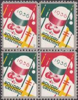 1936 "D" Christmas Seal printers' mark block