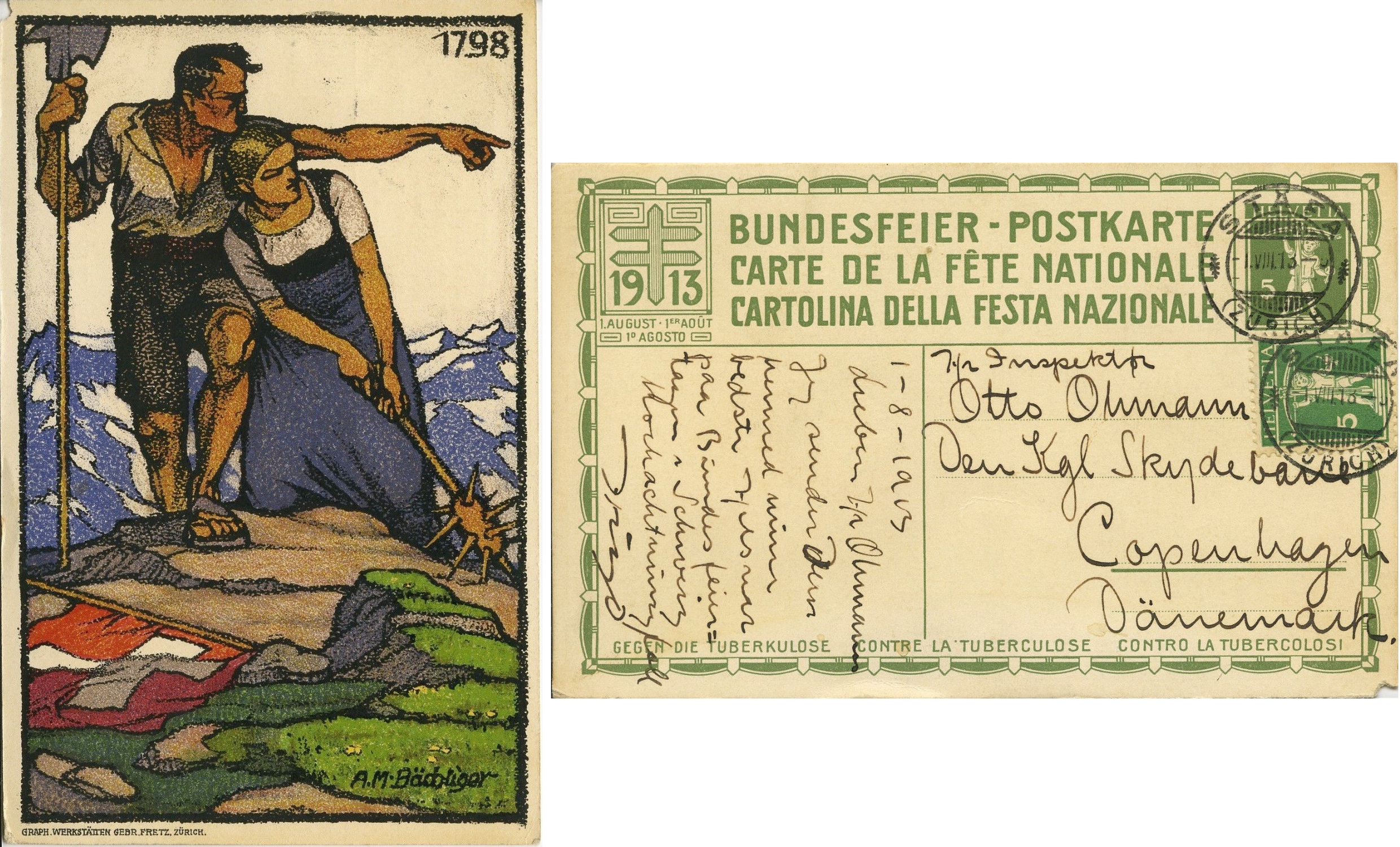 1913 Swiss TB Postcard