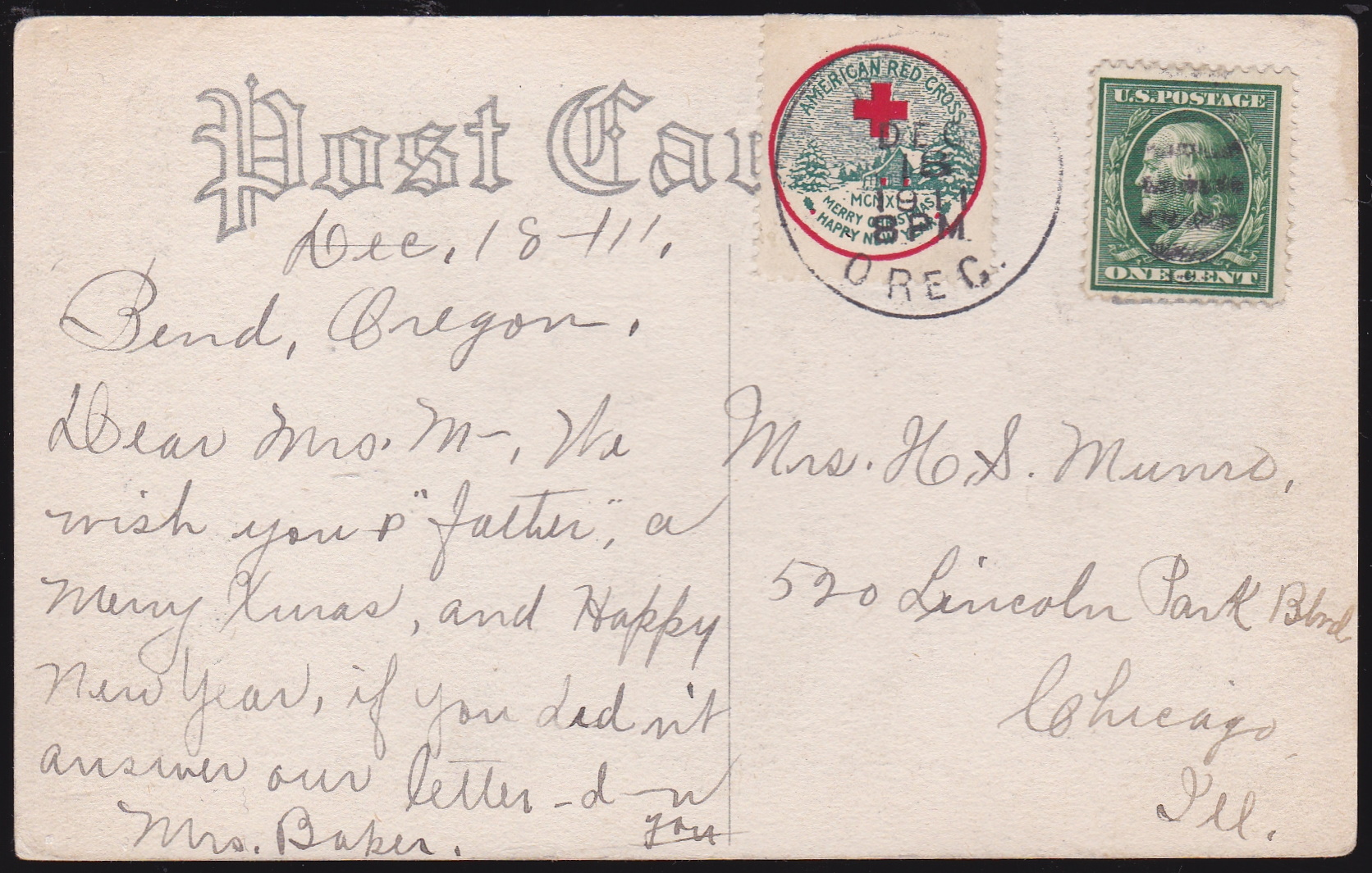 1911 Type 2 Christmas Seal tied on